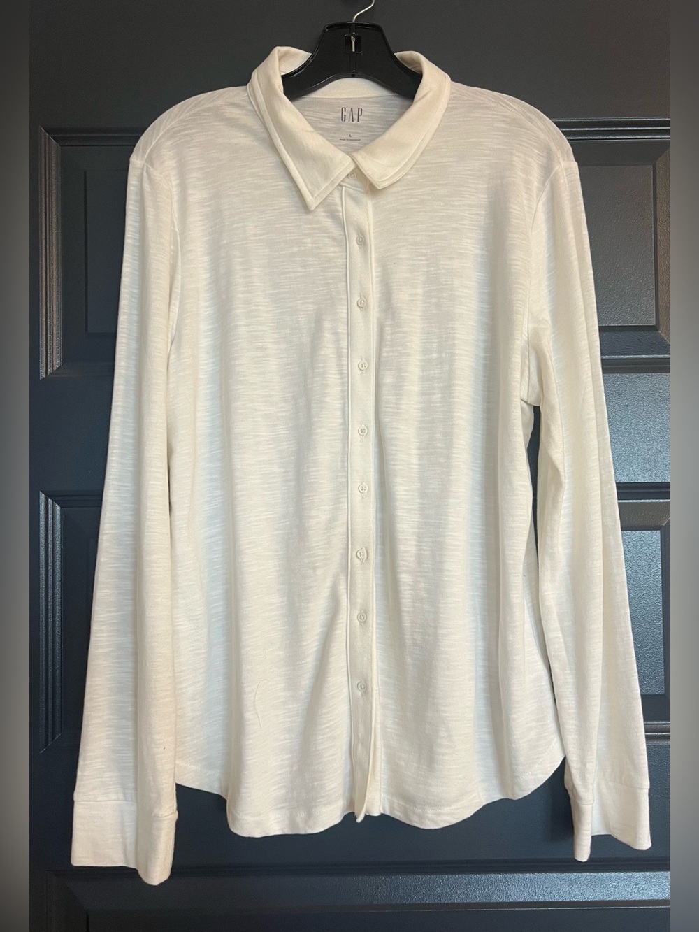 GAP White Collared Button-Front Long Sleeve Button Up Shirt Size Large